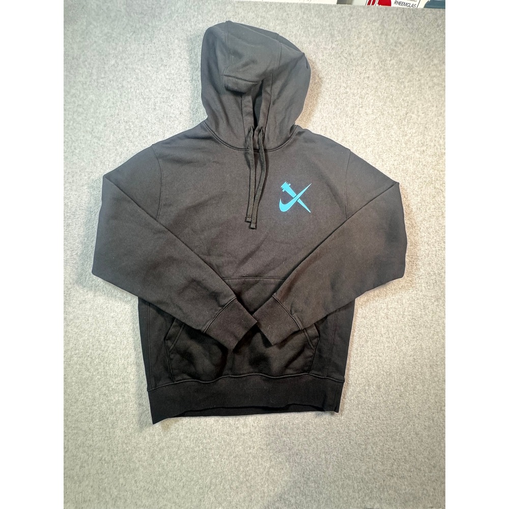 Nike Indoor Nationals NIN Rare Black Hoodie Sweatshirt Mens Small Blue Graphic